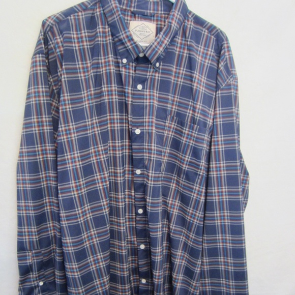 St John's Bay Blue Plaid Classic FIt Men's 3XL Long Sleeve Button Shirt - Picture 1 of 5